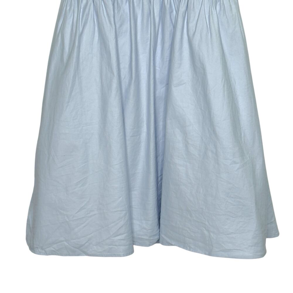 Reformation 10 Tabby Mini Dress Collared Blue Horizon Organic Cotton Open Back - Picture 6 of 11